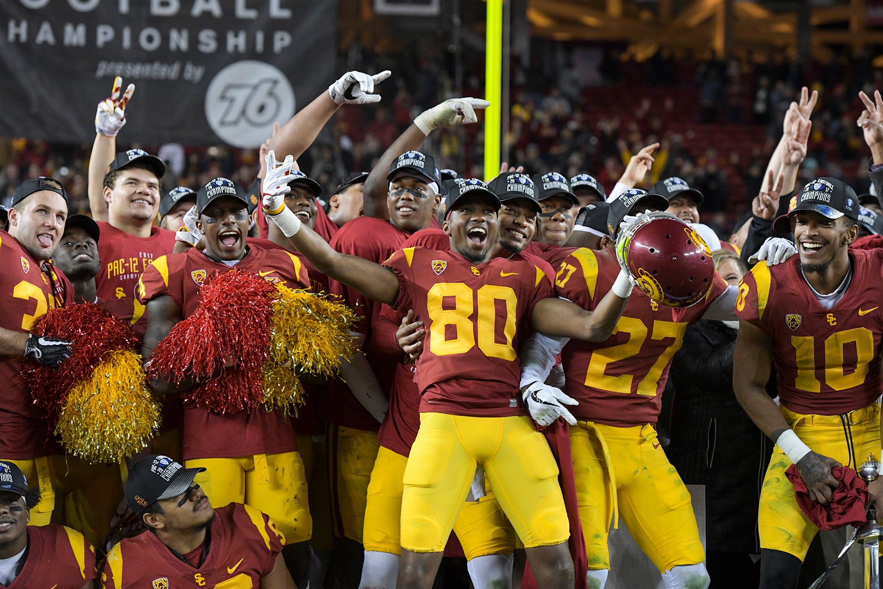 Trojans celebrate the Pac-12 championship