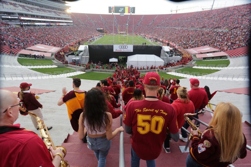 USC Trojan Marching Band reunion: Walking toward the field