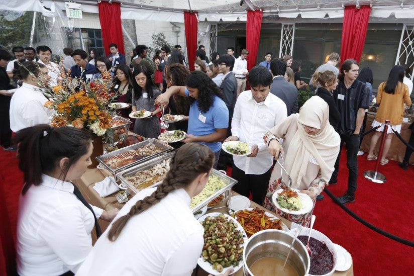 Students filling their plates