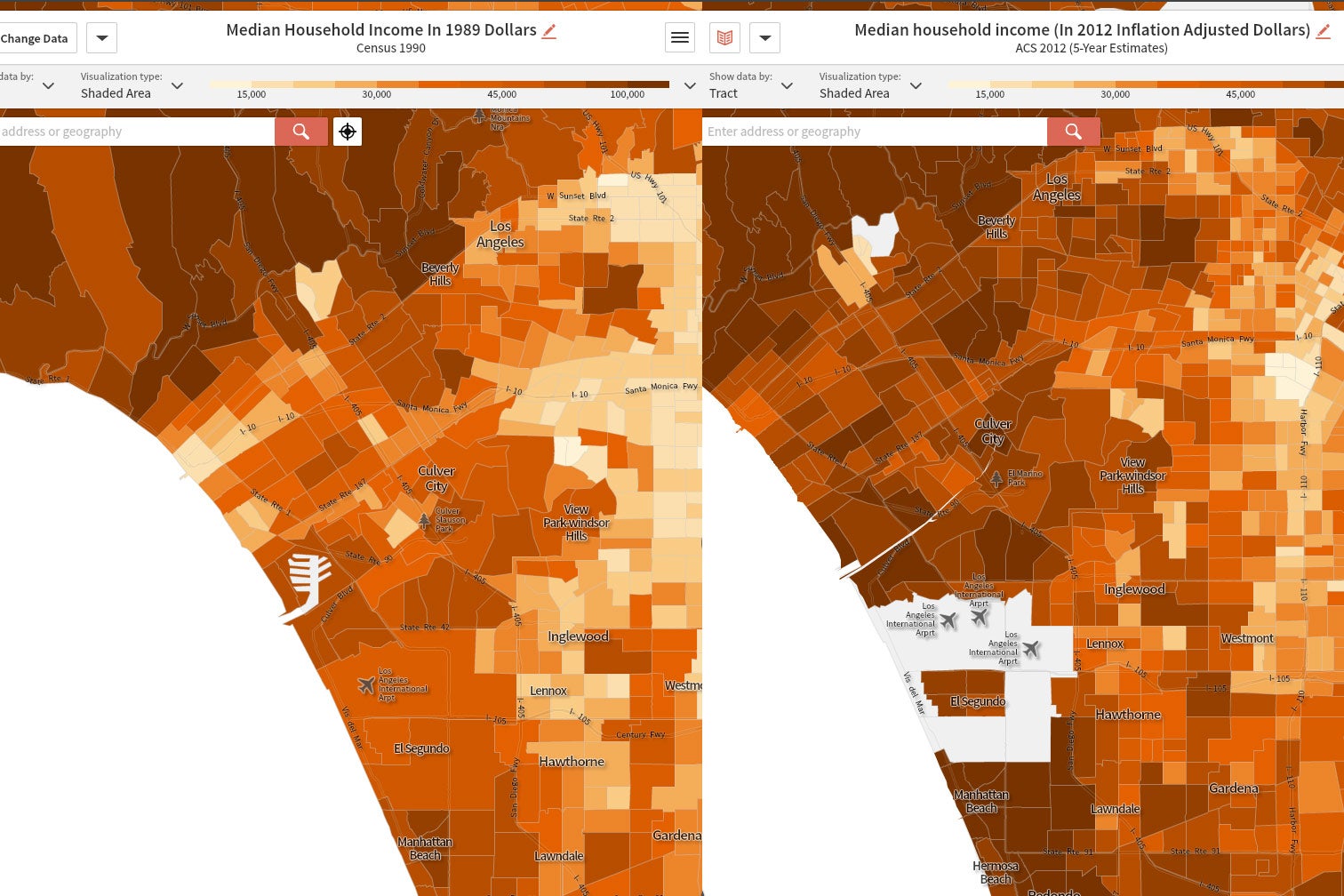 Map of Los Angeles incomes