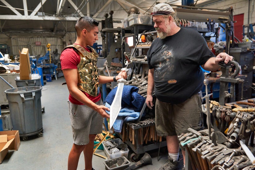 Jacobo Herrera and Tony Swatton with sword