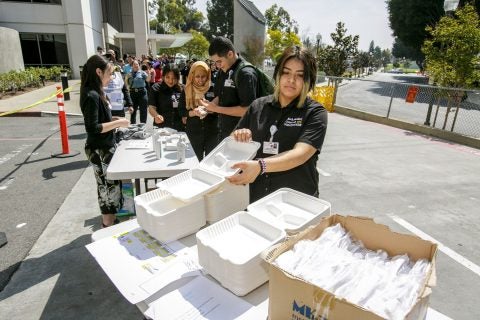 High school volunteers at drill