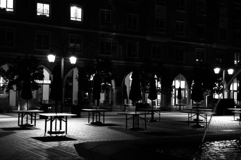USC Village empty courtyard