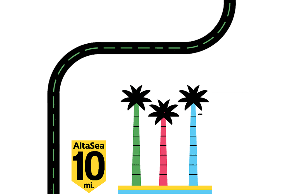 An illustrated map of places where USC has created innovations in advanced computing at AltaSea.