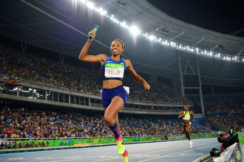 Allyson Felix running at Olympics