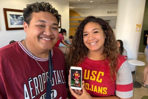 New USC students: Bruin Sammy Fesili helps his sister, Alana, move in at USC