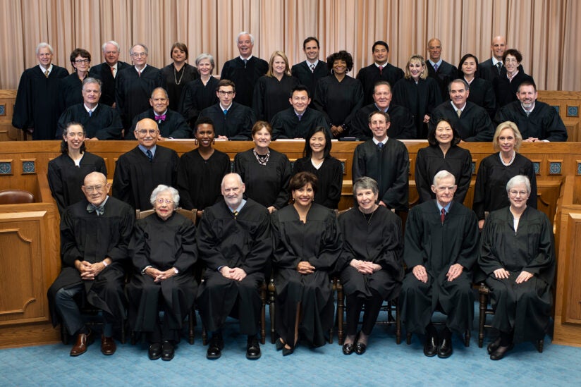 Dorothy Wright Nelson and fellow judges in 2022