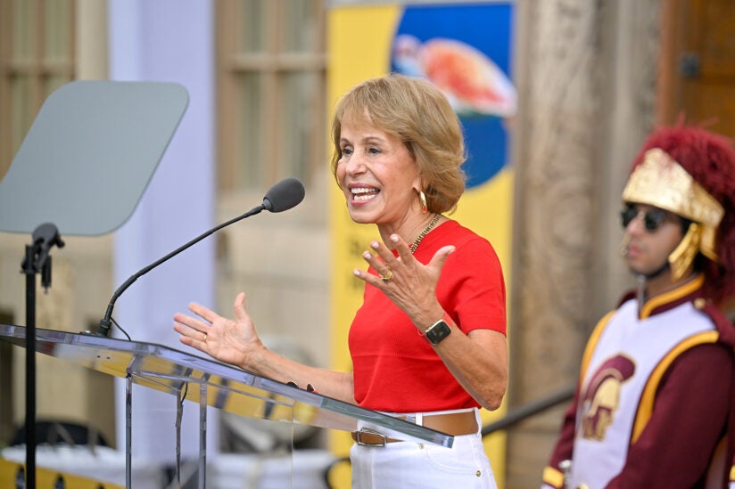 USC Sustainability Hub: Carol L. Folt speaks to the crowd