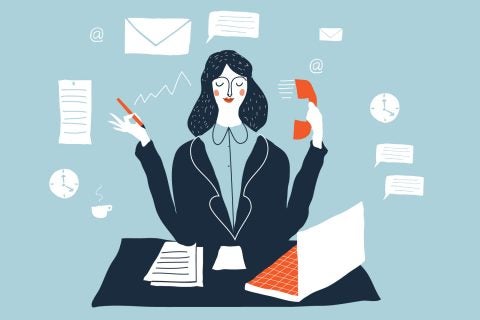 Illustration depicting woman making mental notes to do tasks