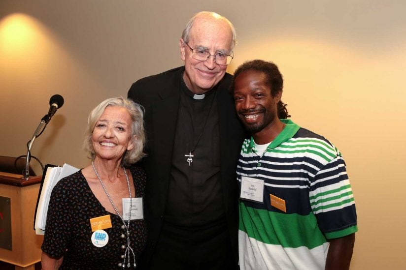 group photo of speakers Emily Martinuik with James L. Heft and Sam Randolph