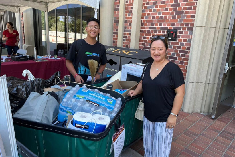 New USC students: Kyle Revale with his mom, Myra