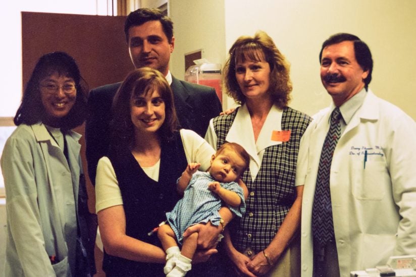 Baby Lydia Hand and her family in 1998 