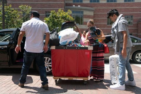 First gen student Anthony Llamas and his family move in