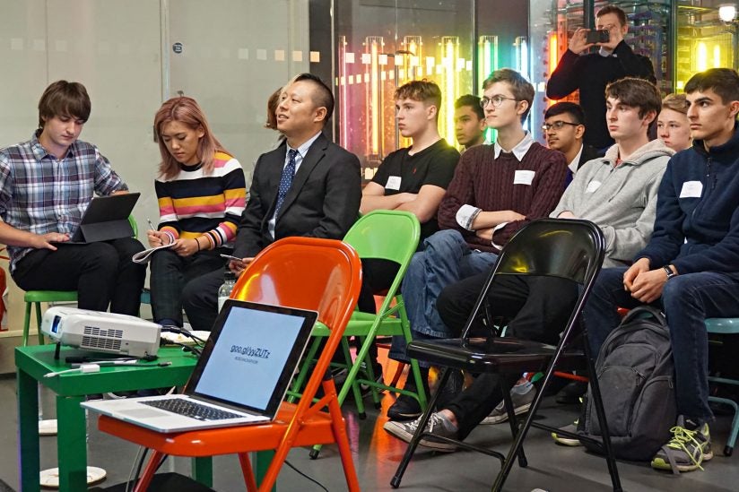 Audience at hackathon Aimee Zhang and Hao Li