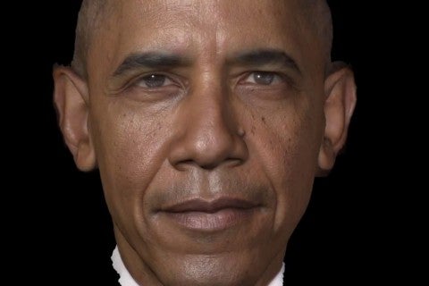 3-D model of the president Obama's face created using ICT technology.