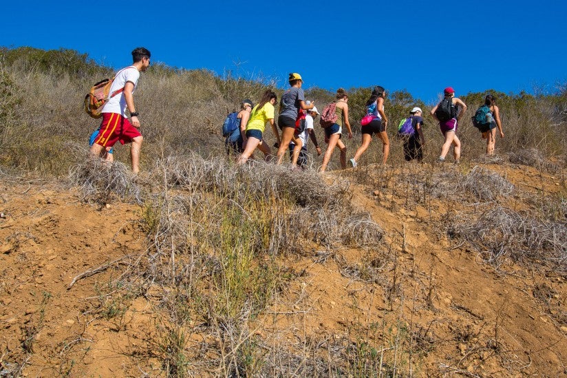 Students hike at Solstice Canyon in Malibu.