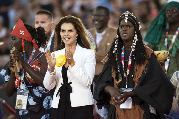 Maria Shriver at the opening ceremonies of the Special Olympics
