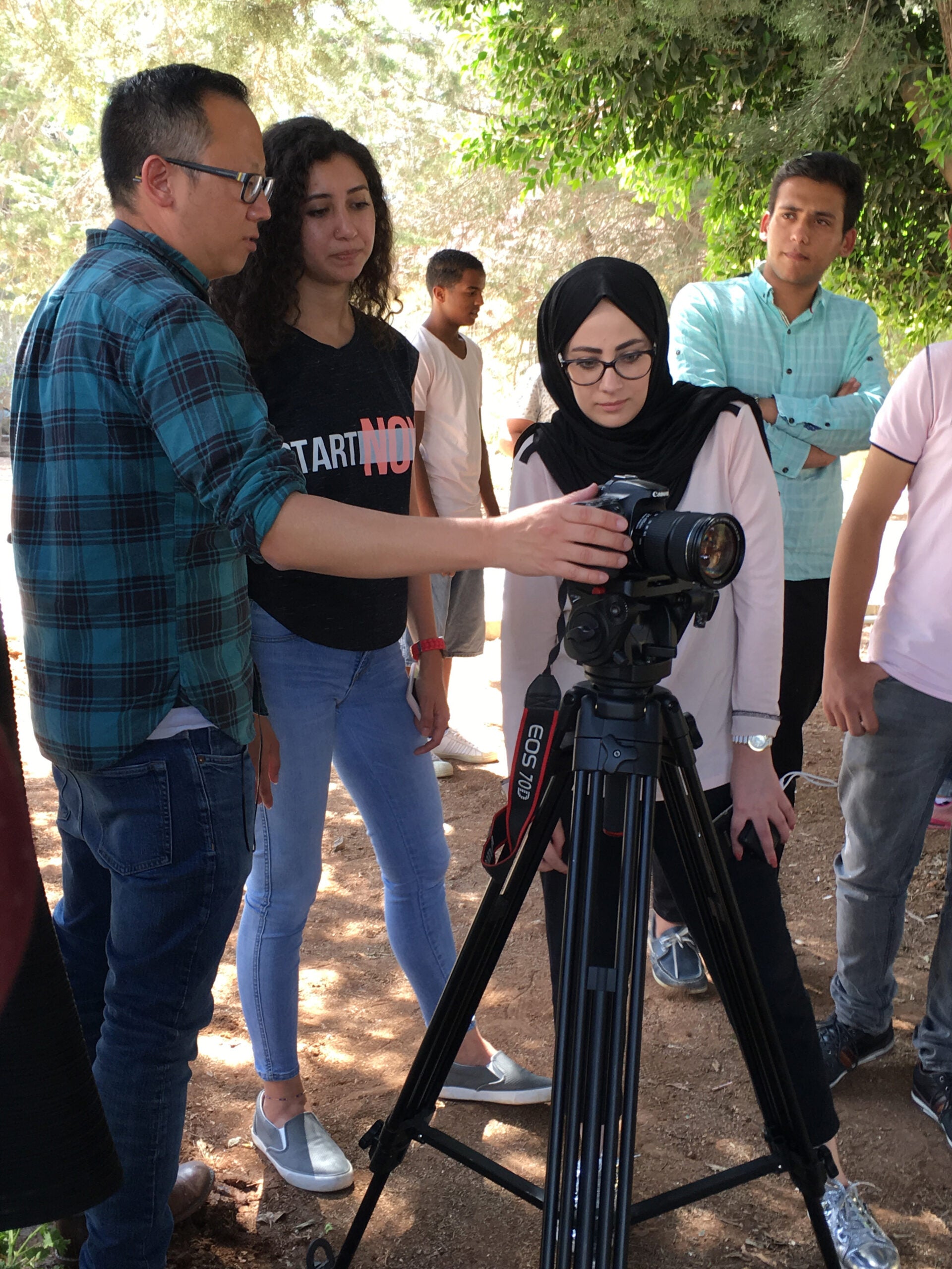 Patrick Shen working with Jordanian filmmakers.