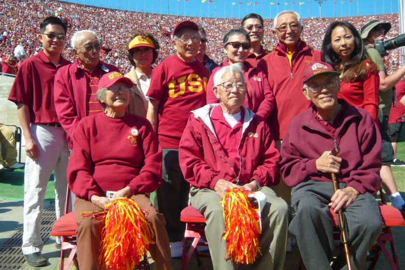 Tadashi Ochiai with his family at a USC football game