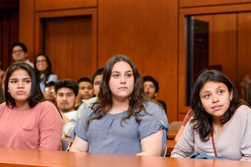 High schoolers listening in court