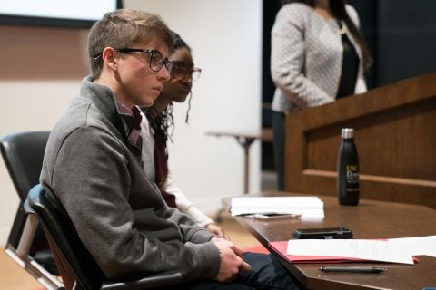 Jace Collins and Kiran Dhillon at debate