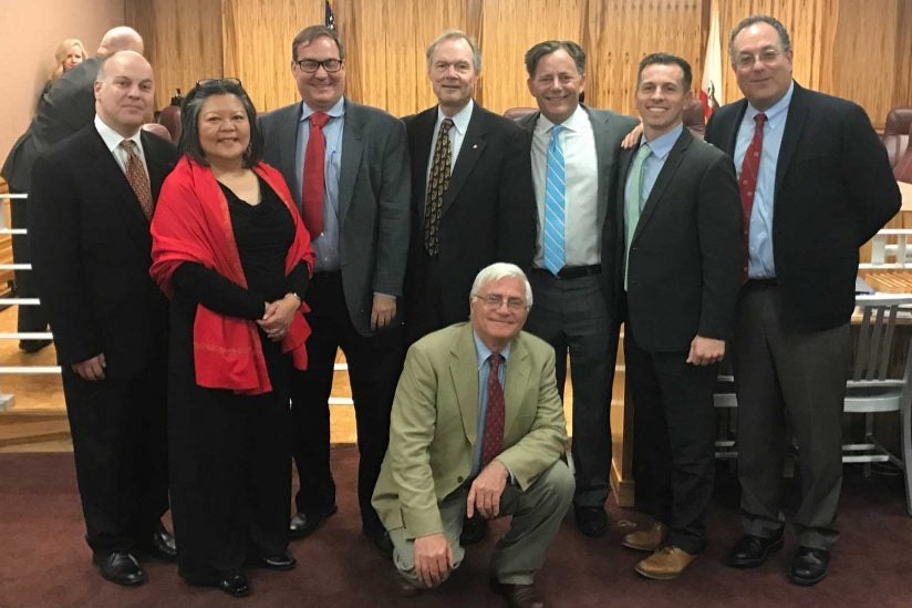 group photo of veterans advocates with senator Josh Newman