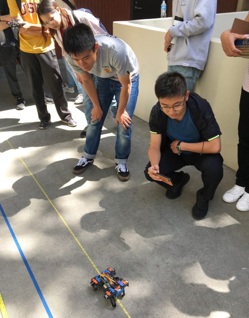 Robots mimicking animals: Class watching catlike robot student project