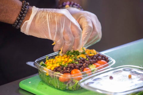 Salad being made