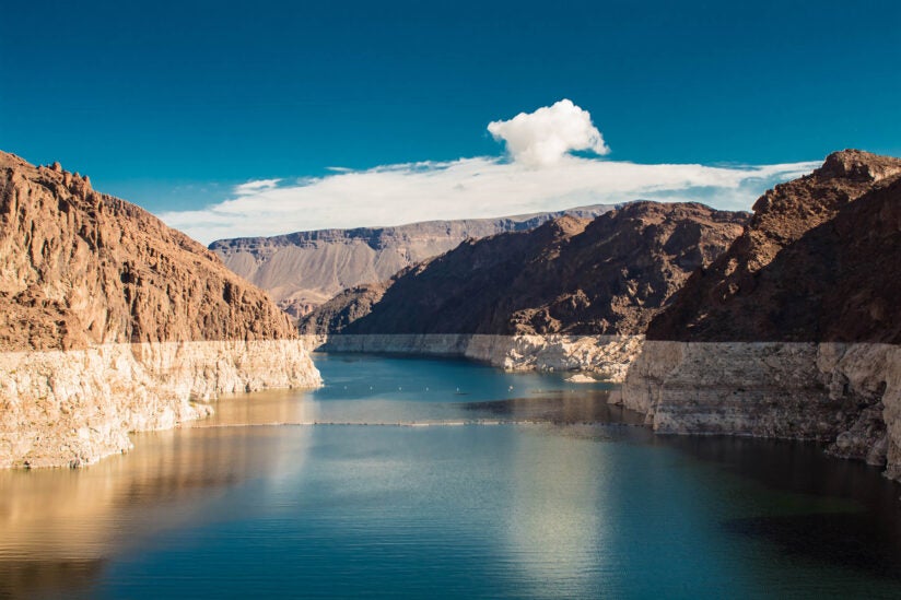 Water wars: Low level of water on Colorado River behind Hoover Dam