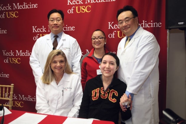 (Clockwise from left) Charles Liu, nurse Doris Arroyo, physician David Ko, Kathleen Rivas and Christianne Heck. 