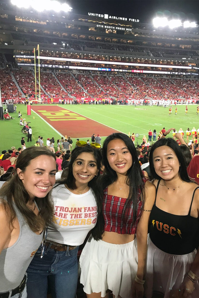 4 years later: USC student Leily Zhu and friends at 2019 football game