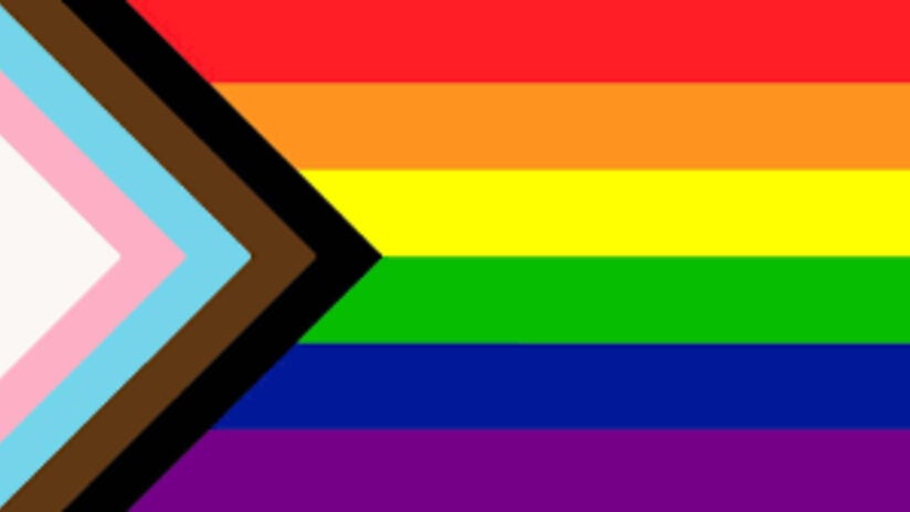USC Pride Month celebration: progress pride flag