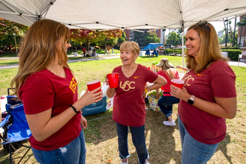 USC Reunion Weekend 2021: Katie Skvarna, Pat McCarson and Kara McCarson tailgating