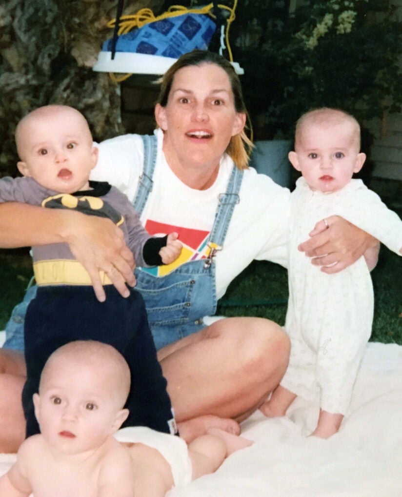Trojan triplets: Shutes with mom Robin Shule
