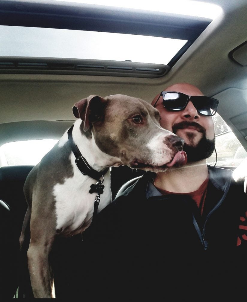 USC veterans: Brandon Wexler with pet dog