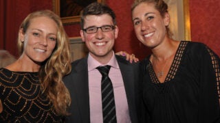 Former USC volleyball players at a reception in London