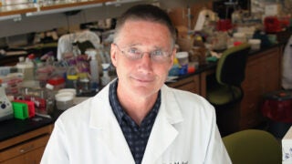 Andy McMahon in the lab