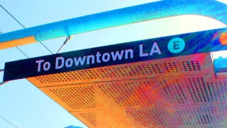 metro expo line station sign of downtown LA