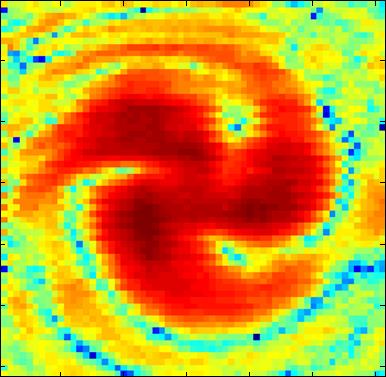A graphic showing the intensity of the radio beams after twisting