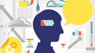 Window into a mans brain who is drained form incoming information around him