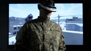 Veteran using Virtual reality goggles for therapy