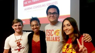 Junior Alistair Whatley and seniors Grace Amoo, Adrian Trinidad and Nicole Daviau