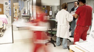 Students working in a hospital