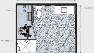 wheelchair-friendly bathroom blueprint