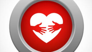 caring hands red button logo