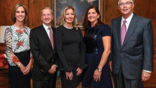 New USC Trustees (from left) Tracy Sykes, David Bohnett, Jeanie Buss, Kathy Leventhal and Kris Popovich