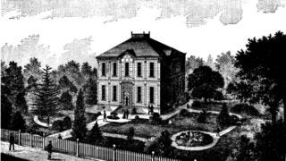Black and white picture of and old house