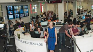 USC Annenberg media center filled with students working