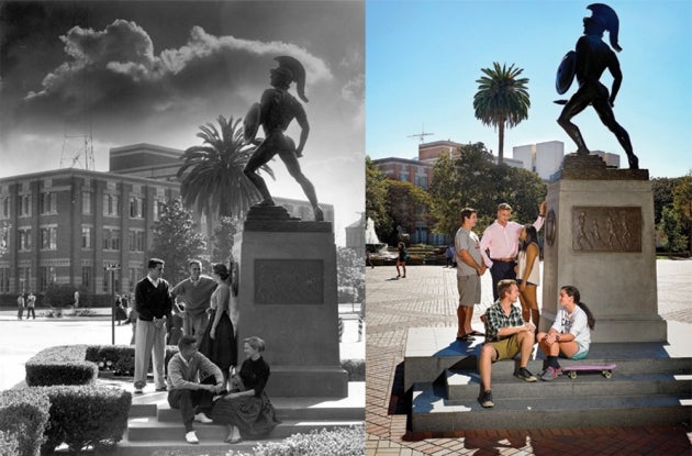 Tommy Trojan in the past and in the present
