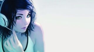 Women with a headset on.